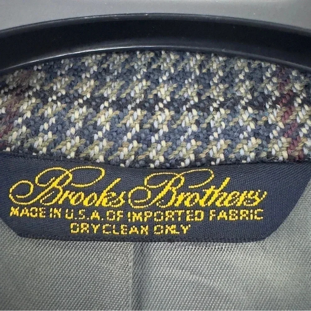 Brooks Brother mens Casual Blazer Wool Houndstooth Jacket Size 43R